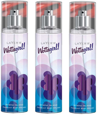

Layerr Wottagirl Mystic Island Perfume Body Spray Pack of 3 Combo (135ML each) Perfume Body Spray - For Women(405 ml, Pack of 3)