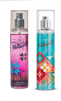 

Layerr Wottagirl Pink Angel and Pure Paradise Perfume Body Spray Pack of 2 Combo (135ML each) Perfume Body Spray - For Women(270 ml, Pack of 2)