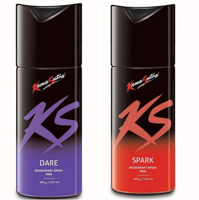 

KS Kamasutra Dare and Spark Deodorant Spray - For Men(150 ml, Pack of 2)