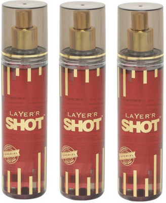 

Layerr Shot Gold Series Imperial Perfume Body Spray Pack of 3 Combo (135ML each) Perfume Body Spray - For Men(405 ml, Pack of 3)