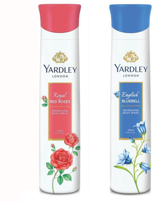 

Yardley Red Rose And English Bluebell Body Spray - For Women(150 ml, Pack of 2)