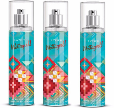 

Layerr Wottagirl Pure Paradise Perfume Body Spray Pack of 3 Combo (135ML each) Perfume Body Spray - For Women(405 ml, Pack of 3)