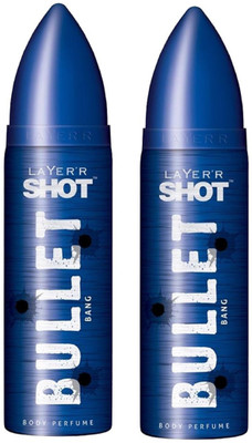 

Layerr Shot Bullet Bang Perfume Body Spray Pack of 2 Combo (120ML each) Perfume Body Spray - For Men(240 ml, Pack of 2)