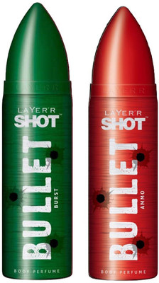 

Layerr Shot Bullet Burst and Ammo Perfume Body Spray Pack of 2 Combo (120ML each) Perfume Body Spray - For Men(240 ml, Pack of 2)