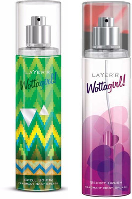 

Layerr Wottagirl Spell Bound and Secret Crush Perfume Body Spray Pack of 2 Combo (135ML each) Perfume Body Spray - For Women(270 ml, Pack of 2)