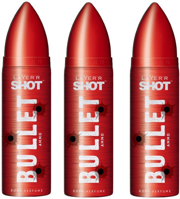 

Layerr Shot Bullet Ammo Perfume Body Spray Pack of 3 Combo (120ML each) Perfume Body Spray - For Men(360 ml, Pack of 3)
