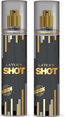 

Layerr Shot Gold Series Iconic Perfume Body Spray Pack of 2 Combo (135ML each) Perfume Body Spray - For Men(270 ml, Pack of 2)