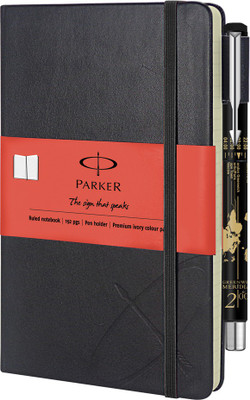Parker A6 Gift Set(Black Small Notebook with Time Check Pen, Black)