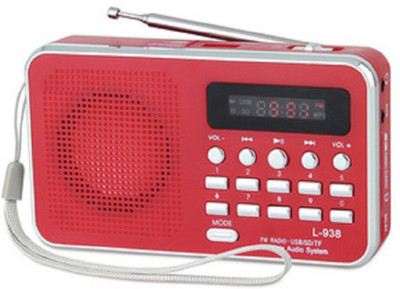 

CRETO best quality portable l938 fm radio support usb pendrive , memory card, aux FM Radio(Red)