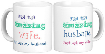 

Exoctic Silver Love Couple Anniversary Funny Quotes 09 Ceramic Mug(300 ml, Pack of 2), Multicolor