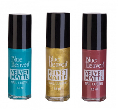 

Blue Heaven VELVET MATTE NAIL LUSTRE, MULTICOLOR, 21ML, SHADE NO 7,8,9, COMBO BY BEAUTYANDCARE MULTICOLOR(Pack of 3)
