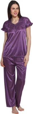 

eSOUL Women Solid Purple Top & Pyjama Set