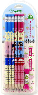 

Baseus B Little Tree Wood-Cased Pre-Sharpened Pencils with Rubber, #2 HB, Pack of 12 (Pink Pencils With Cap) Pencil(Set of 1, Blue, Pink)