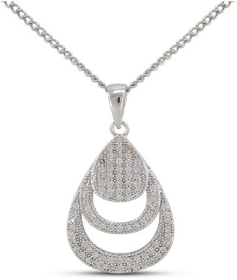 Fabfashion Pear Shape Pendant With Chain Platinum Cubic Zirconia Alloy Pendant