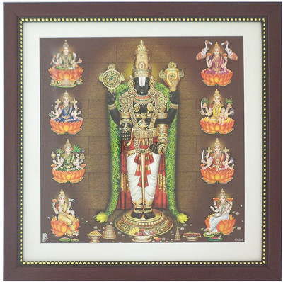 

R S Exports Lord Balaji and Ashta Lakshmi Photo Frame ( 34 cm x 34 cm x 1.5 cm ) / asta ashta lakshmi laxmi venkateswara perumal kuber kubera / God Gods and Goddess Religious Frame