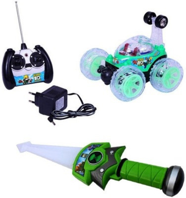 

Mahvi Toys Combo of Cartoon R/C Remote Controlled Stunt Car & Sword(Multicolor)