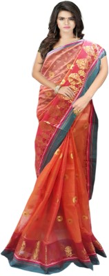 Stylish Sarees Striped, Solid/Plain Maheshwari Silk Blend, Cotton Blend Saree(Red)