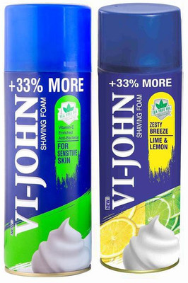 

Vi-John Shave Foam Sensitive & Lemon Lime 400GM (PACK OF 2 )(400 g)