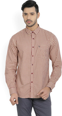 Allen Solly Men Checkered Casual Maroon, Yellow Shirt