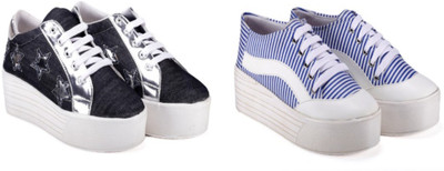 

BELLA TOES COMBO OF 2 CASUAL SHOES Sneakers For Women(Multicolor, Black
