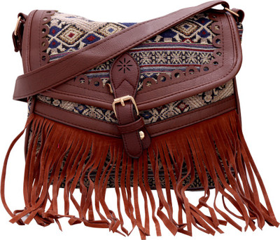 

Bee fashionable Women Casual Brown Jute Sling Bag