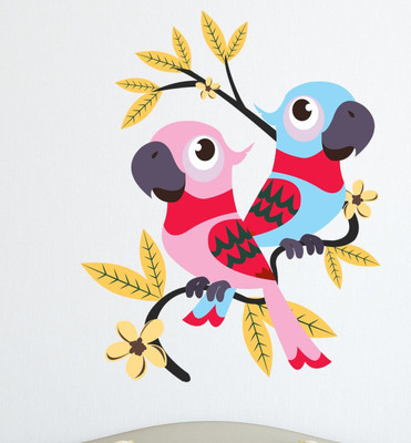 Happy Walls 60 cm Kiwi Birds on branch Self Adhesive Sticker(Pack of 1)