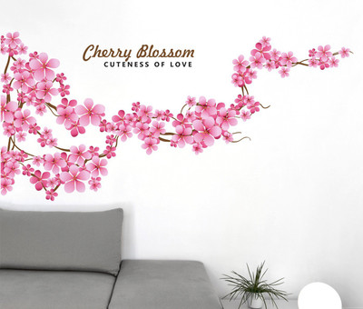 Happy Walls 60 cm Cherry Blossoms Self Adhesive Sticker(Pack of 1)