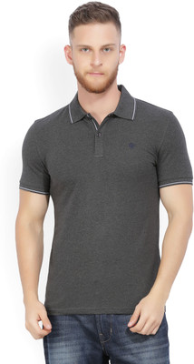 Celio Solid Men's Polo Neck Grey T-Shirt Celio Solid Men's Polo Neck Grey T-Shirt