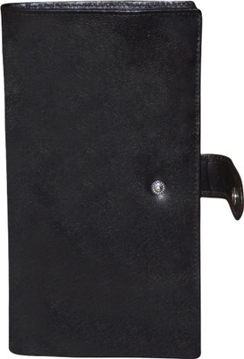 

Kan Valentine Day Gift-Black Genuine Leather Travel Document Holder/Cheque Book Holder/Business Card Book for Men & Women(Black)