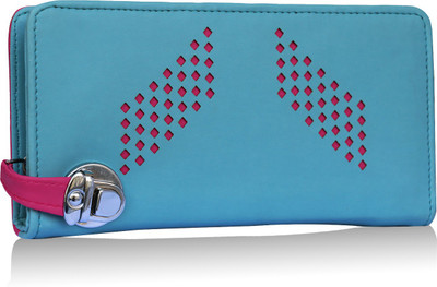 

Fantosy Women Blue Genuine Leather Wrist Wallet(4 Card Slots), Blue and pink