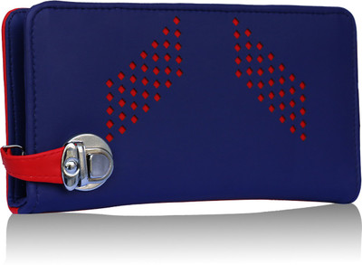 

Fantosy Women Blue Genuine Leather Wrist Wallet(4 Card Slots), Blue and red