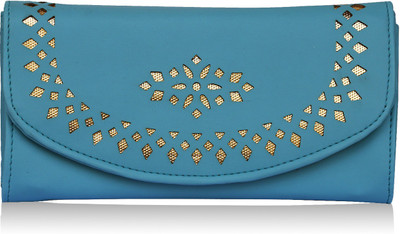

Fantosy Women Casual Blue Genuine Leather Wrist Wallet(4 Card Slots)
