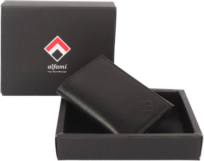 

Alfami Men Black Genuine Leather Wallet(13 Card Slots)
