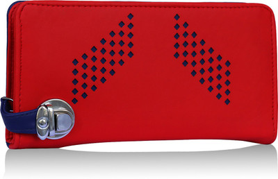 

Fantosy Women Red Genuine Leather Wrist Wallet(4 Card Slots), Red and blue