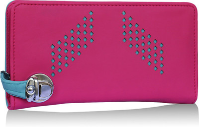 

Fantosy Women Pink Genuine Leather Wrist Wallet(4 Card Slots), Pink and blue