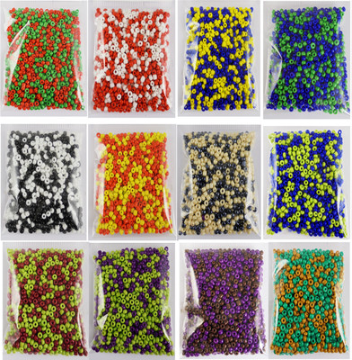 estore 480 gm glass beads / Seed beads double two tone color, size 3mm (8/0) for jewelery making ,40Gm X 12, art and craft diy kit