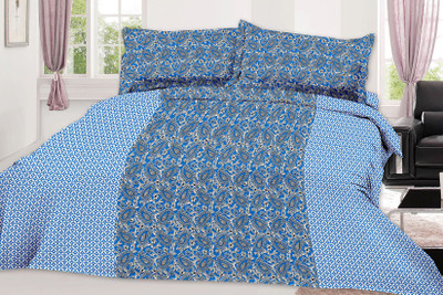 

Minu Bedsheets 120 TC Cotton Double Paisley Bedsheet(Pack of 1, Blue)