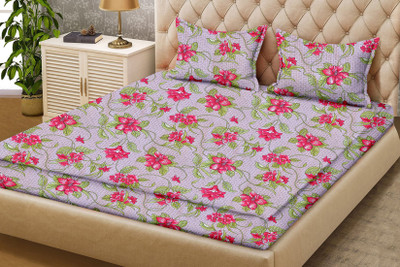 

Minu Bedsheets 120 TC Cotton Double Floral Bedsheet(Pack of 1, Red)