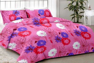 

Minu Bedsheets 120 TC Cotton Double Floral Bedsheet(Pack of 1, Pink)