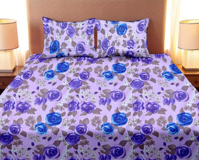 

Minu Bedsheets 120 TC Cotton Double Floral Bedsheet(Pack of 1, Blue)