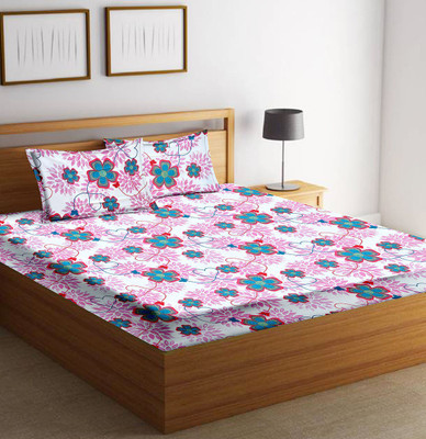 

Minu Bedsheets 120 TC Cotton Double Floral Bedsheet(Pack of 1, Blue)