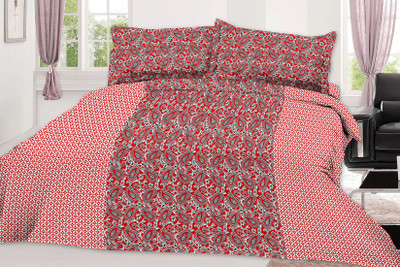 

Minu Bedsheets 120 TC Cotton Double Paisley Bedsheet(Pack of 1, Red)