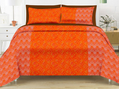 

Minu Bedsheets 120 TC Cotton Double Geometric Bedsheet(Pack of 3, Orange)