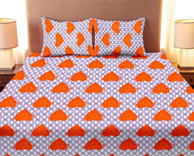 

Minu Bedsheets 120 TC Cotton Double Floral Bedsheet(Pack of 1, Orange)