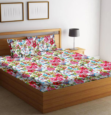 

Minu Bedsheets 120 TC Cotton Double Floral Bedsheet(Pack of 3, Red)