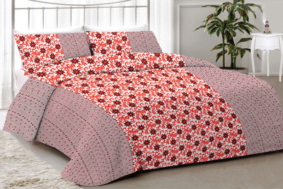

Minu Bedsheets 120 TC Cotton Double Motifs Bedsheet(Pack of 3, Red)