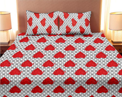 

Minu Bedsheets 120 TC Cotton Double Floral Bedsheet(Pack of 1, Red)