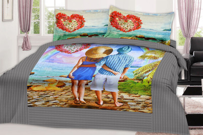 

Minu Bedsheets 120 TC Cotton Double Printed Bedsheet(Pack of 1, Grey)