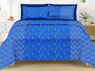 

Minu Bedsheets 120 TC Cotton Double Geometric Bedsheet(Pack of 3, Blue)