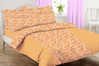 

Minu Bedsheets 120 TC Cotton Double Motifs Bedsheet(Pack of 1, Orange)